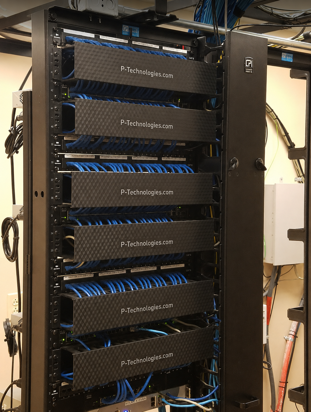 Organized network rack installed by Paradigm